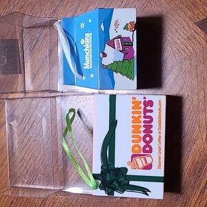 Vintage Dunkin Donuts 2001 Munchkins 2003 Ornaments Plastic Box Christmas
